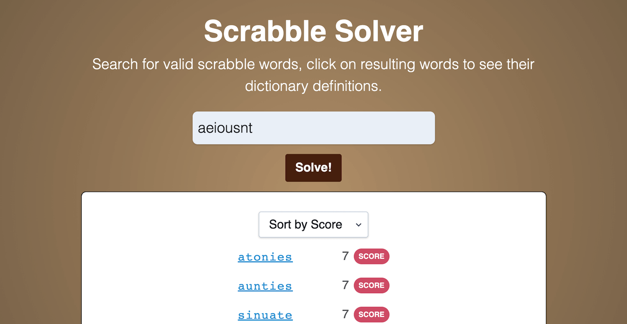 Scrabble Solver screenshot